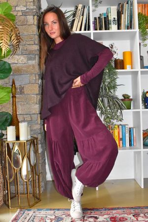 Basso Baby Cord Tiered Cuff Pant Aubergine?